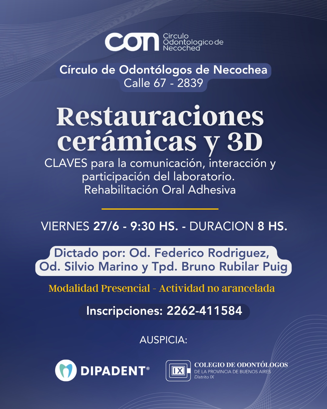 Nueva capacitación “Restauraciones cerámicas y 3D”, organizada por el Círculo de Odontólogos de Necochea.